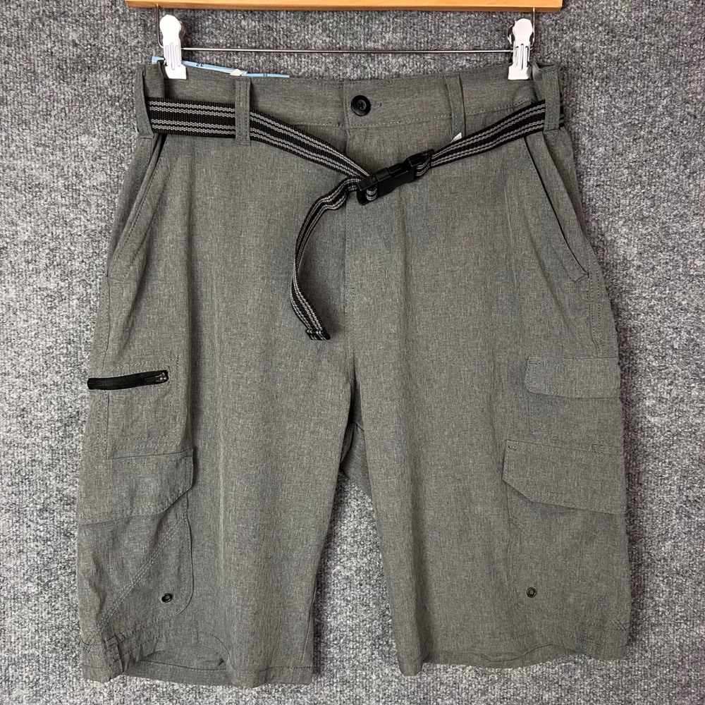 NEW Iron Co Hybrid Cargo Shorts Mens 32 Heather Grey New Performance Stretch